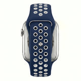 Navy Blue/White Silicone Sport Band for Apple Watch