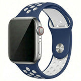 Navy Blue/White Silicone Sport Band for Apple Watch