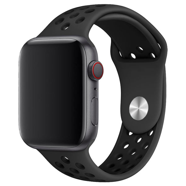 Black/Black Silicone Sport Band for Apple Watch