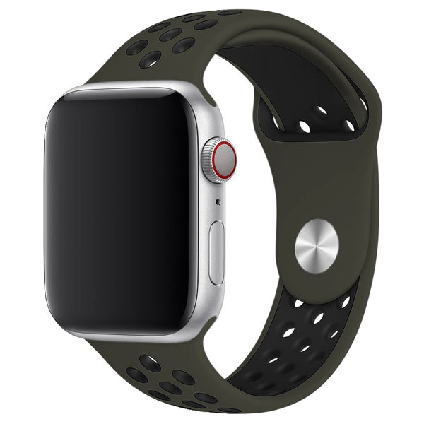 Army Green/Black Silicone Sport Band for Apple Watch