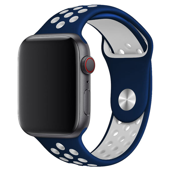 Navy Blue/White Silicone Sport Band for Apple Watch